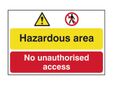 Hazardous Area / No Unauthorized Access - PVC Sign 600 x 400mm