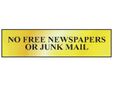 No Free Newspapers Or Junk Mail - Polished Brass Effect 200 x 50mm